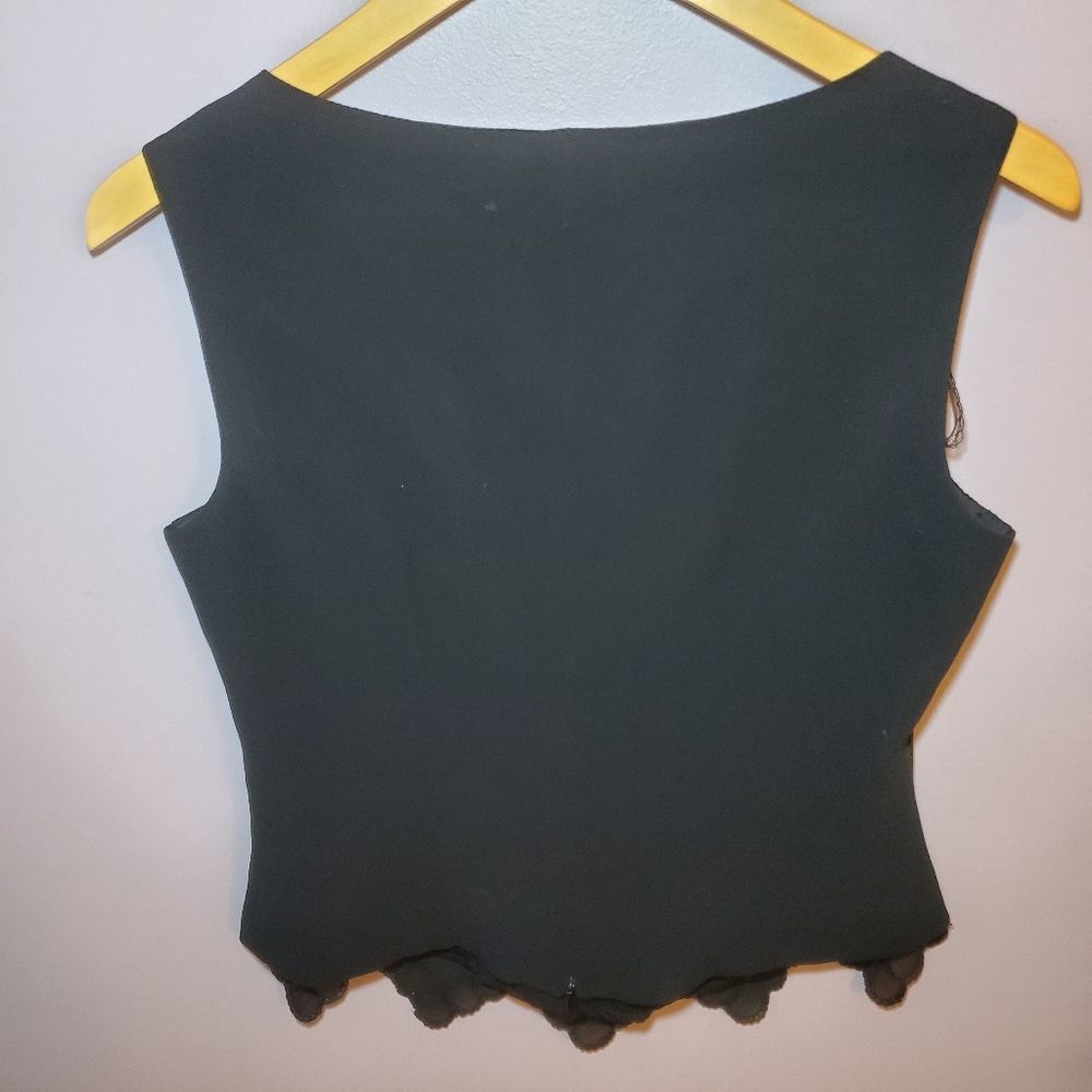 J.R. Nites by Caliendo Scalloped Black Sleeveless Top Size 6 - Picture 6 of 8